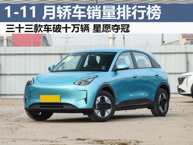 1-11月轿车零售销量排行榜 33款车超10万